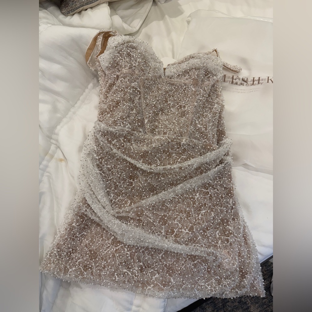 Meshki White Beaded Off-Shoulder Mini Dress - Picture 5 of 7